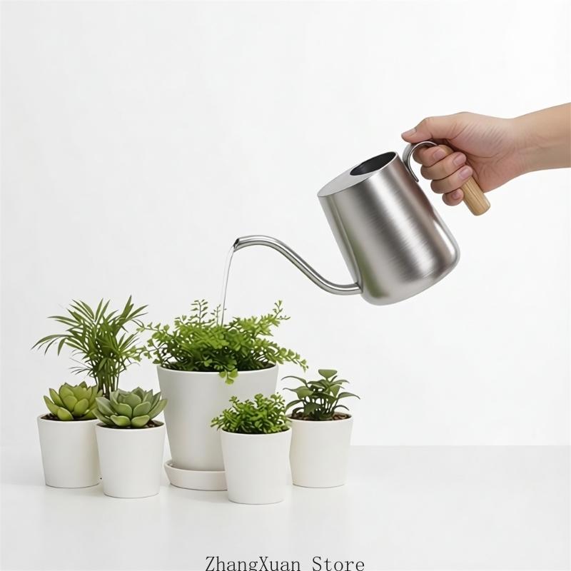 Pour Pot Aluminum - 金属ボディ、長い注ぎ口、鉢植え屋内緑用サイドハンドル付きバルコニーコンテナじょうろ屋内3XUF