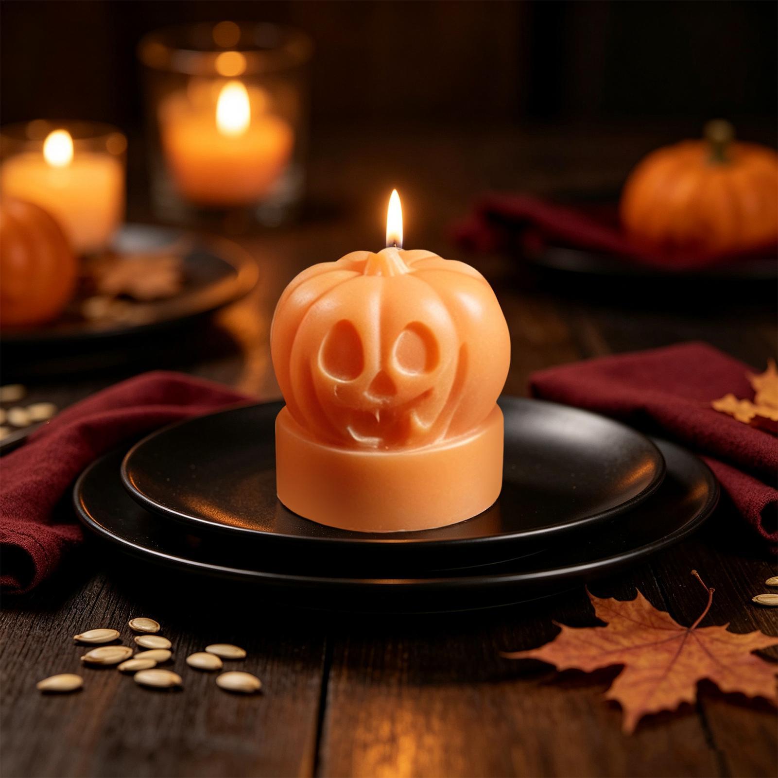 Candle Making Workshops - ハロウィン用パンプキンシリコンキャンドルモールド1個、手作りアロマプラスターレジン装飾モールド、ソイワックスキャンドル製作モールド用品