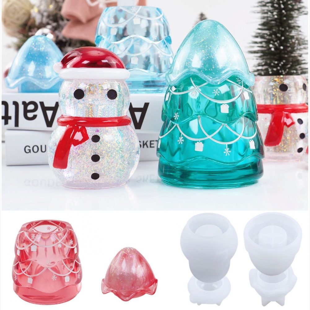Kraft Box Candle - エポキシ樹脂のクリスマス収納ジャー,型,雪だるま,クリスマスツリー,ジュエリー,キャンディーボックス,工芸品,キャンドル作り,家の装飾