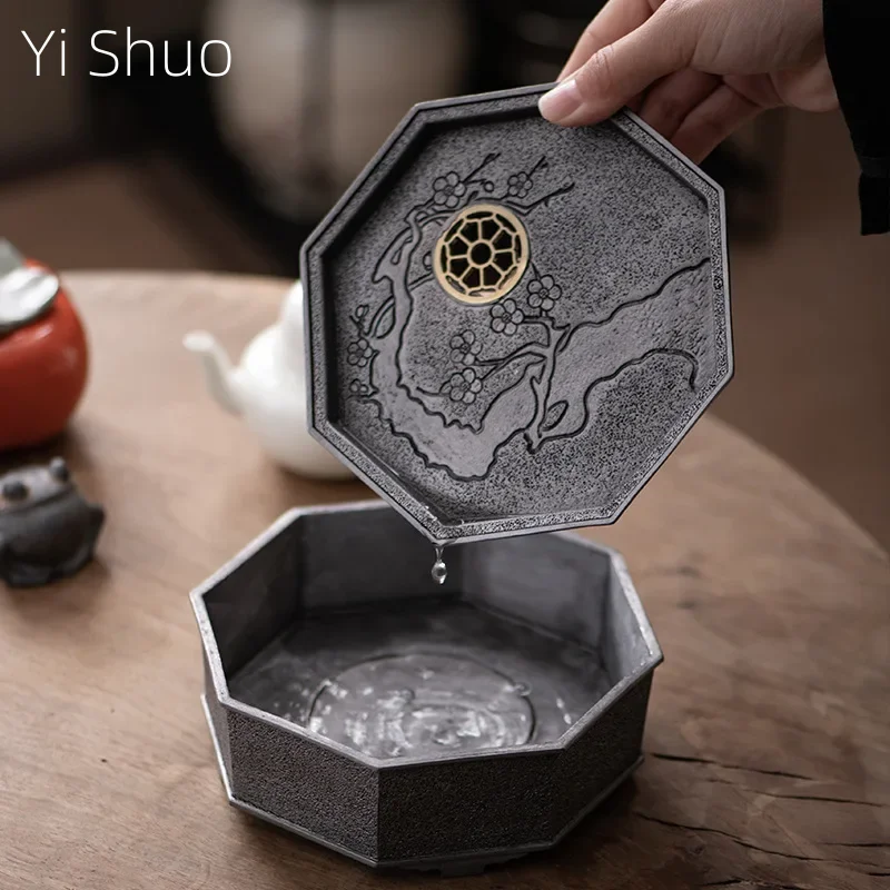 Pour Pot Aluminum - 和風カンフーティーセット,レトロ,古い鍋,ティープレート,水滴容器,ティーマット,純粋な缶