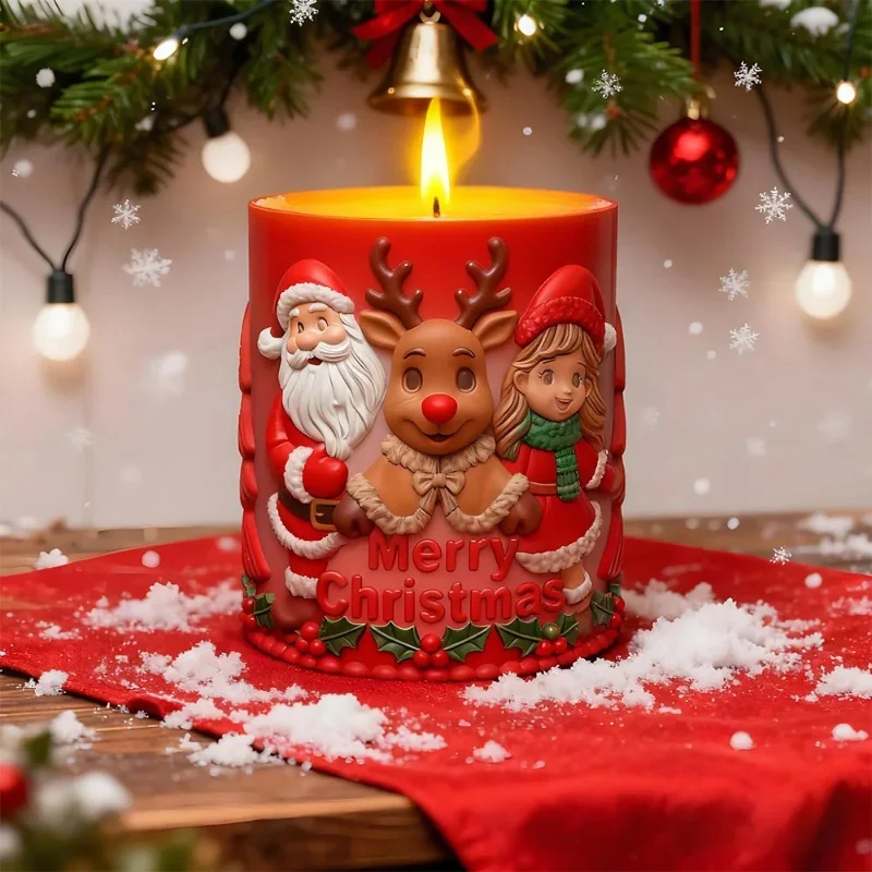 Candle Making Event - エンボス加工を施した円筒形のシリコン製アロマキャンドル型。手作りキャンドル作りに最適。ホリデーや新年イベントの装飾用品として。