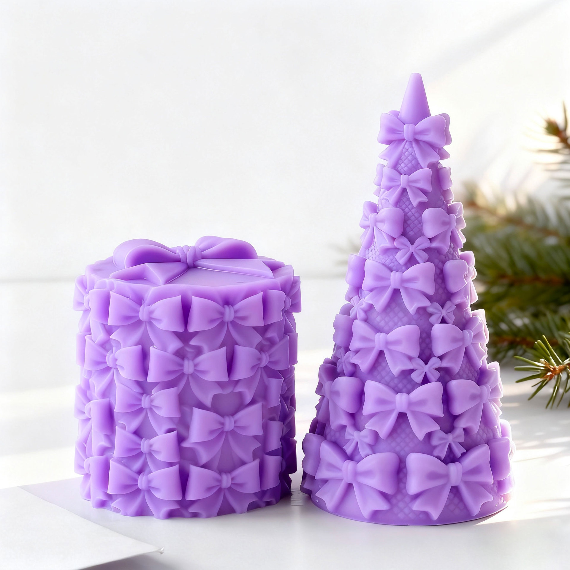 Kraft Box Candle - 3D 蝶ネクタイ クリスマスツリー ギフトボックス シリコーン型 DIY