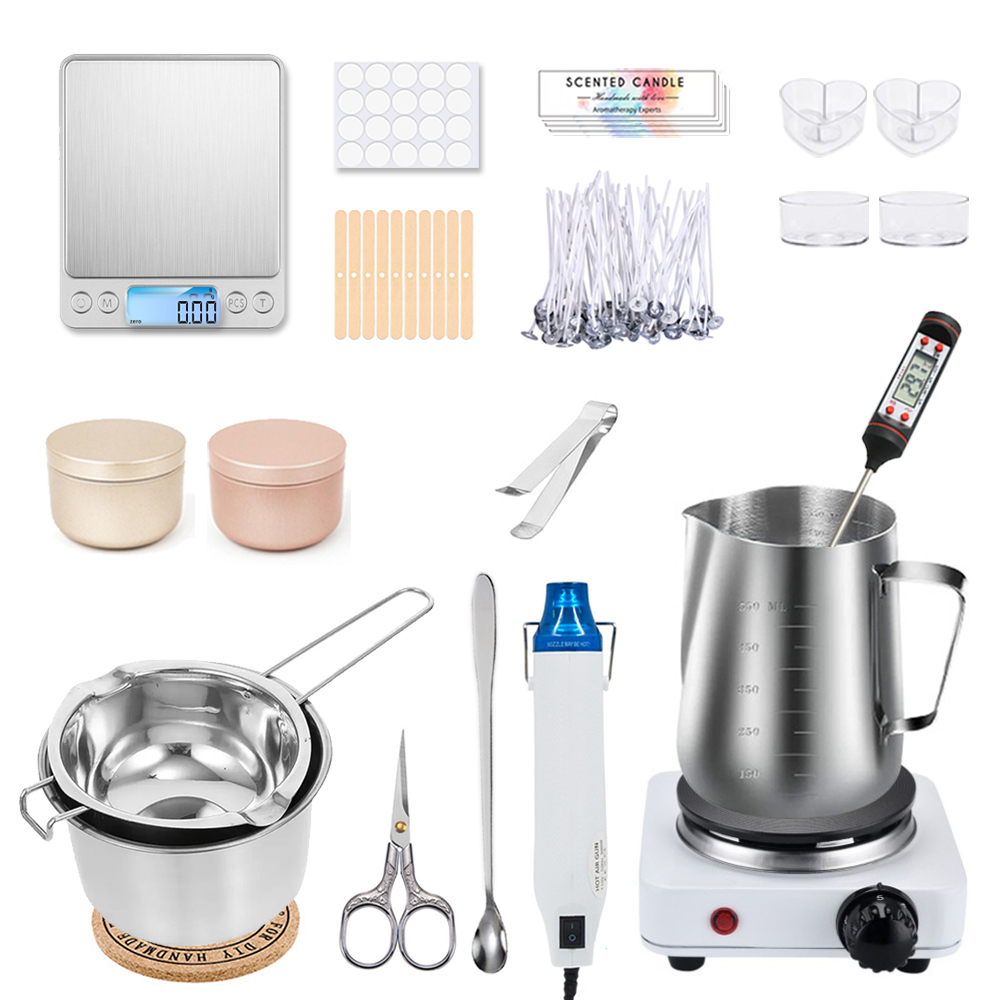 Candle Making At Home - DIY キャンドルクラフトツールキット、ワックス溶解ホットプレート付き、キャンドル作成用品アクセサリー、アロマセラピーワックスキャンドル作成キット