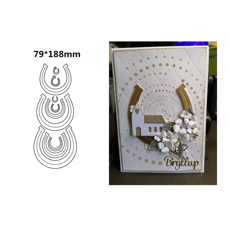 Kraft Box Candle - 2022年7月 馬蹄型金属切削ダイス スクラップブッキングフレーム 背景カバー カードクラフト ハロウィン