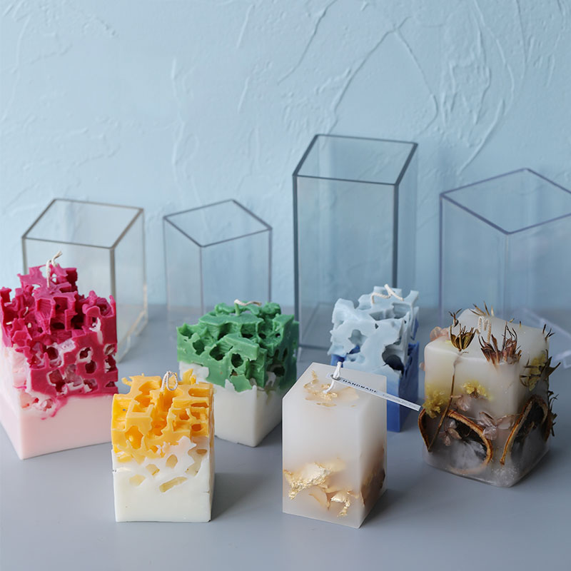 Candle Making At Home - 3D 正方形長方形列キャンドルモールド手作りキャンドル作成金型 DIY 立方体アクリルプラスチック金型キットキャンドル鋳造