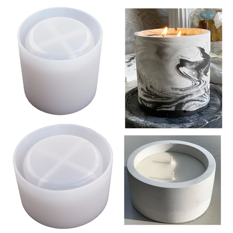 Kraft Box Candle - 3 サイズラウンドセメントコンクリート金型キャンドルカップホルダーシリコーン型 DIY 手作り植木鉢粘土型ワックスボックス作成ツール