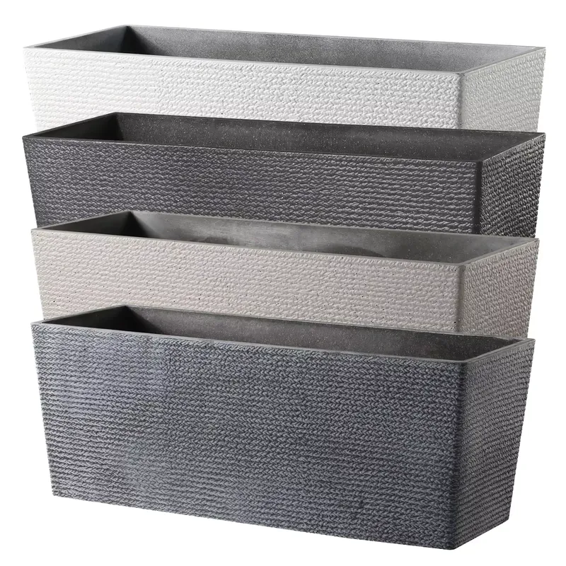 大容量で、自分で水を注げる、四角い窓枠用プランター。粉体塗装 - Pour Pot Aluminum のレビューと価格