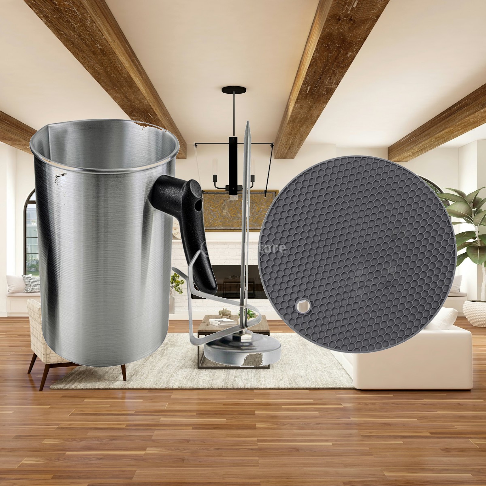 3L容量のキャンドル作り用注ぎ口付きポットセット、温度計付き - Pour Pot Aluminum のレビューと価格