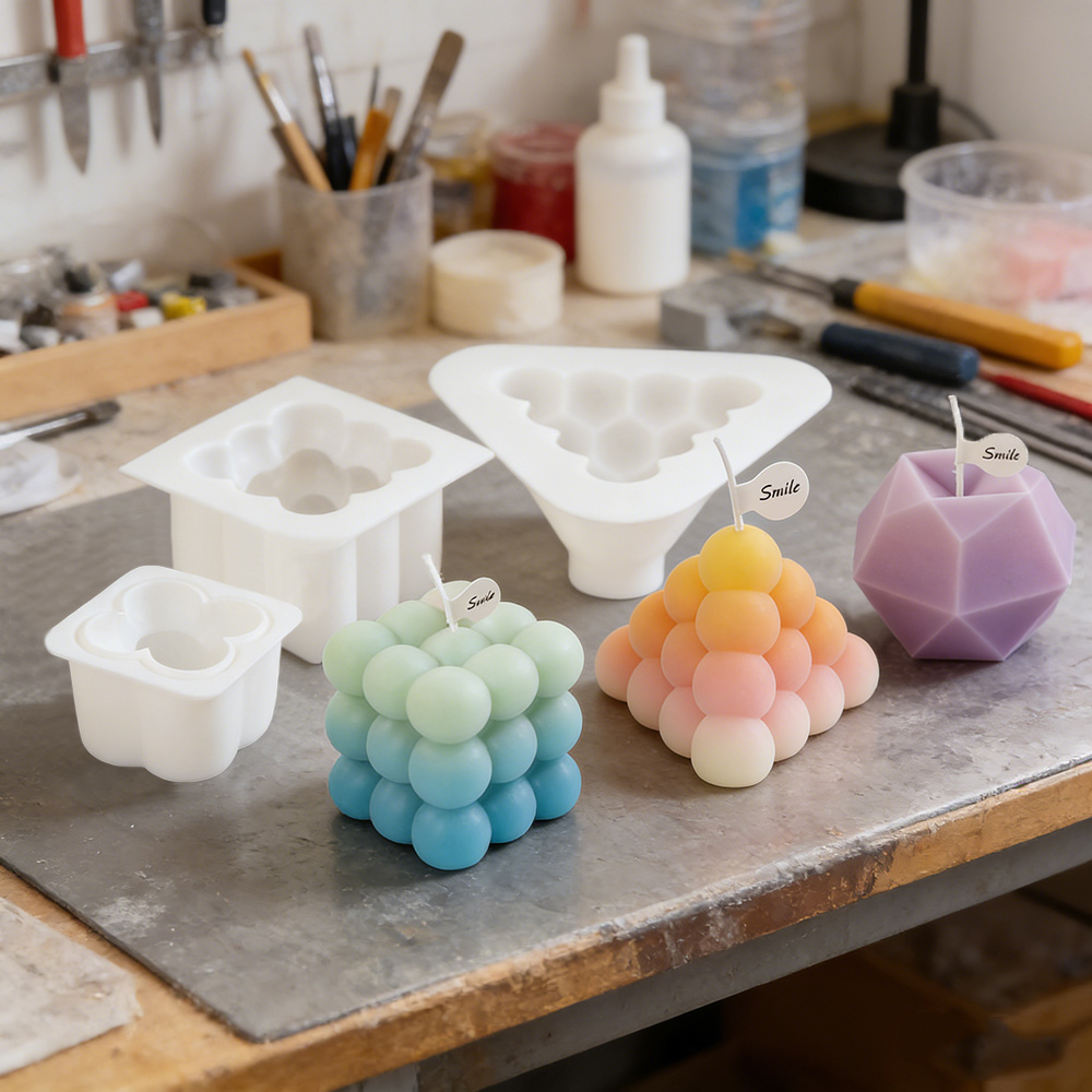 3Dバブルキューブシリコンキャンドルモールドセット、幾何学模 - Candle Making At Home のレビューと価格