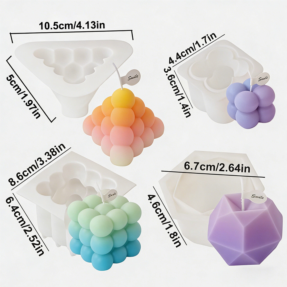 3Dバブルキューブシリコンキャンドルモールドセット、幾何学模 - Candle Making At Home のレビューと価格
